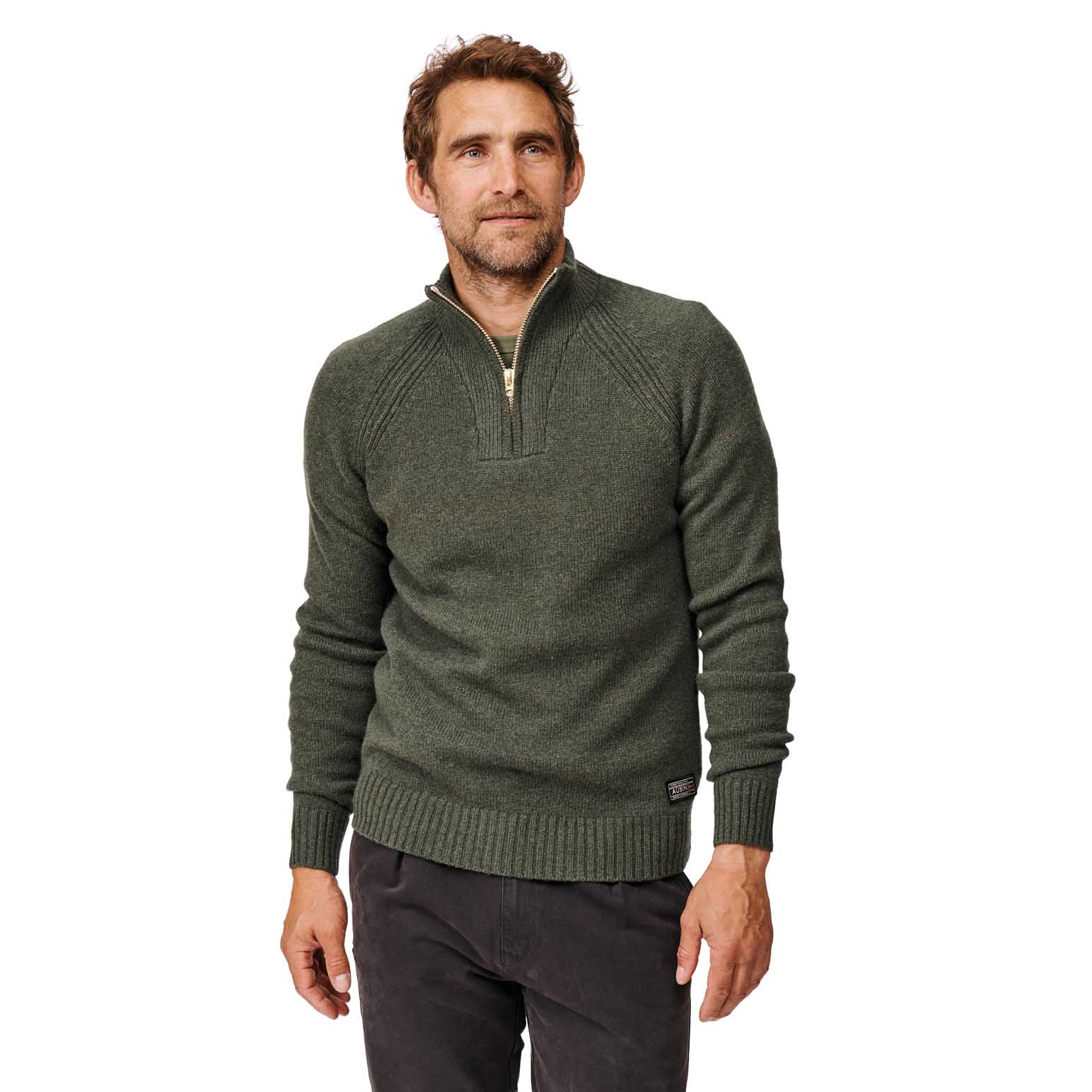 Aubin Pelham Lambswool Zip Neck